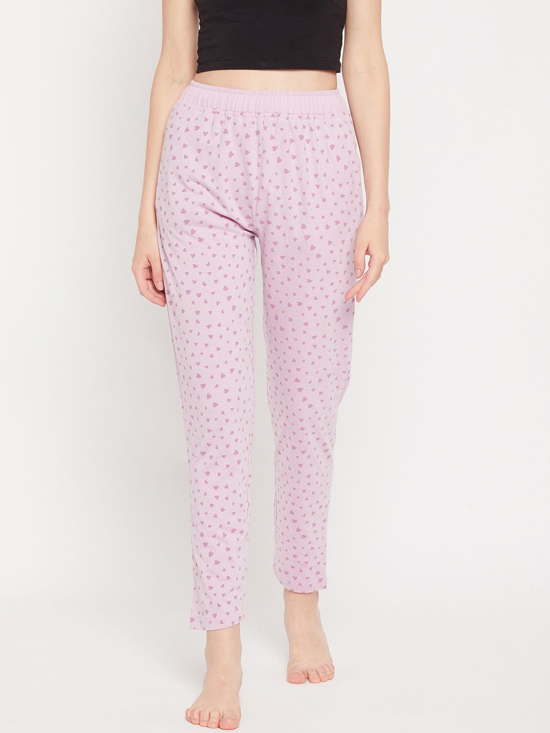 Okane Women Mauve Printed Cotton Lounge Pants Price in India