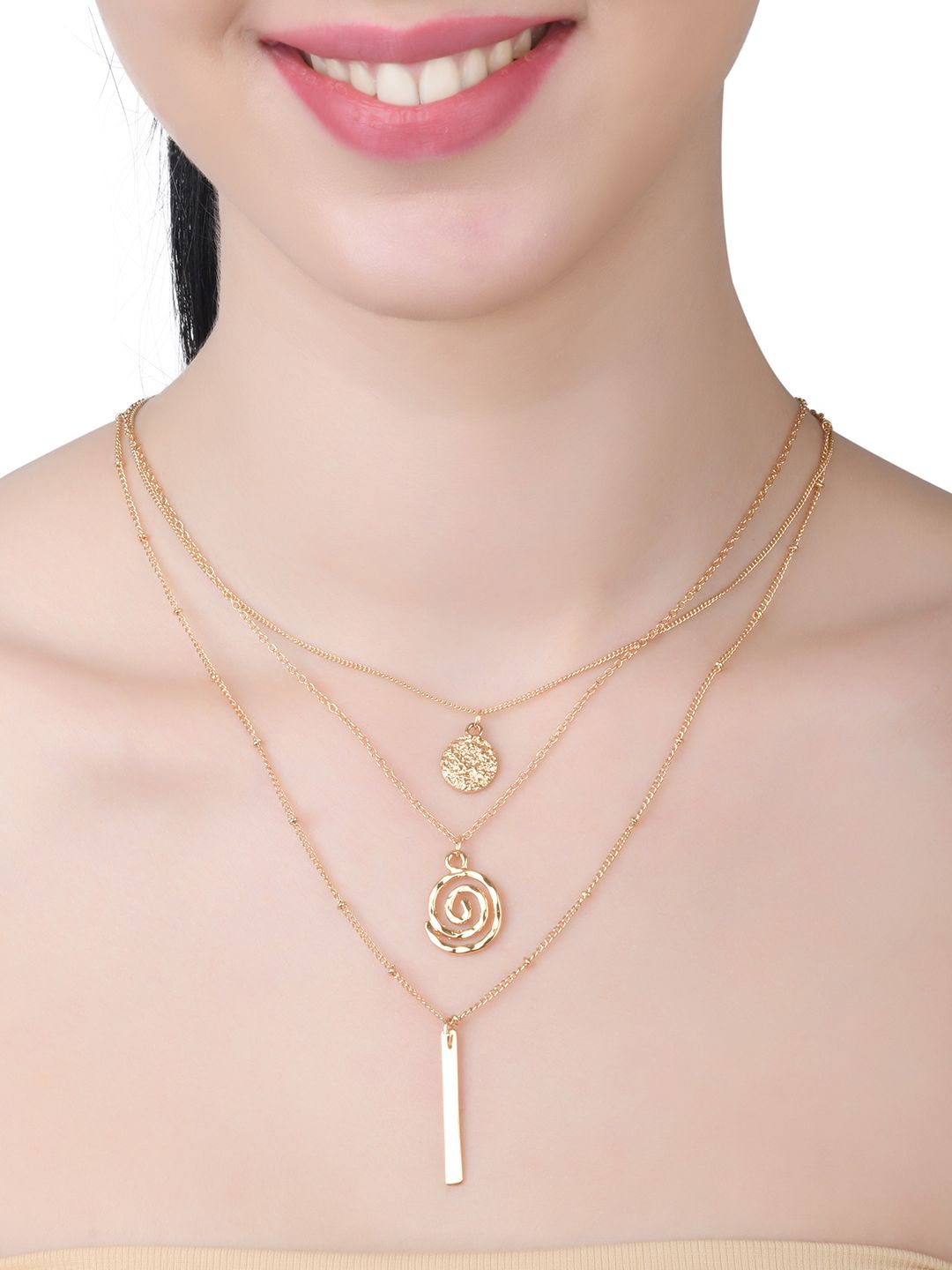 Lilly & sparkle Gold-Plated Layered Necklace Price in India