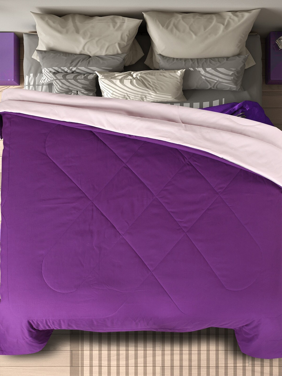 Florida Purple & Cream-Coloured Microfiber AC Room Double Bed Comforter Price in India