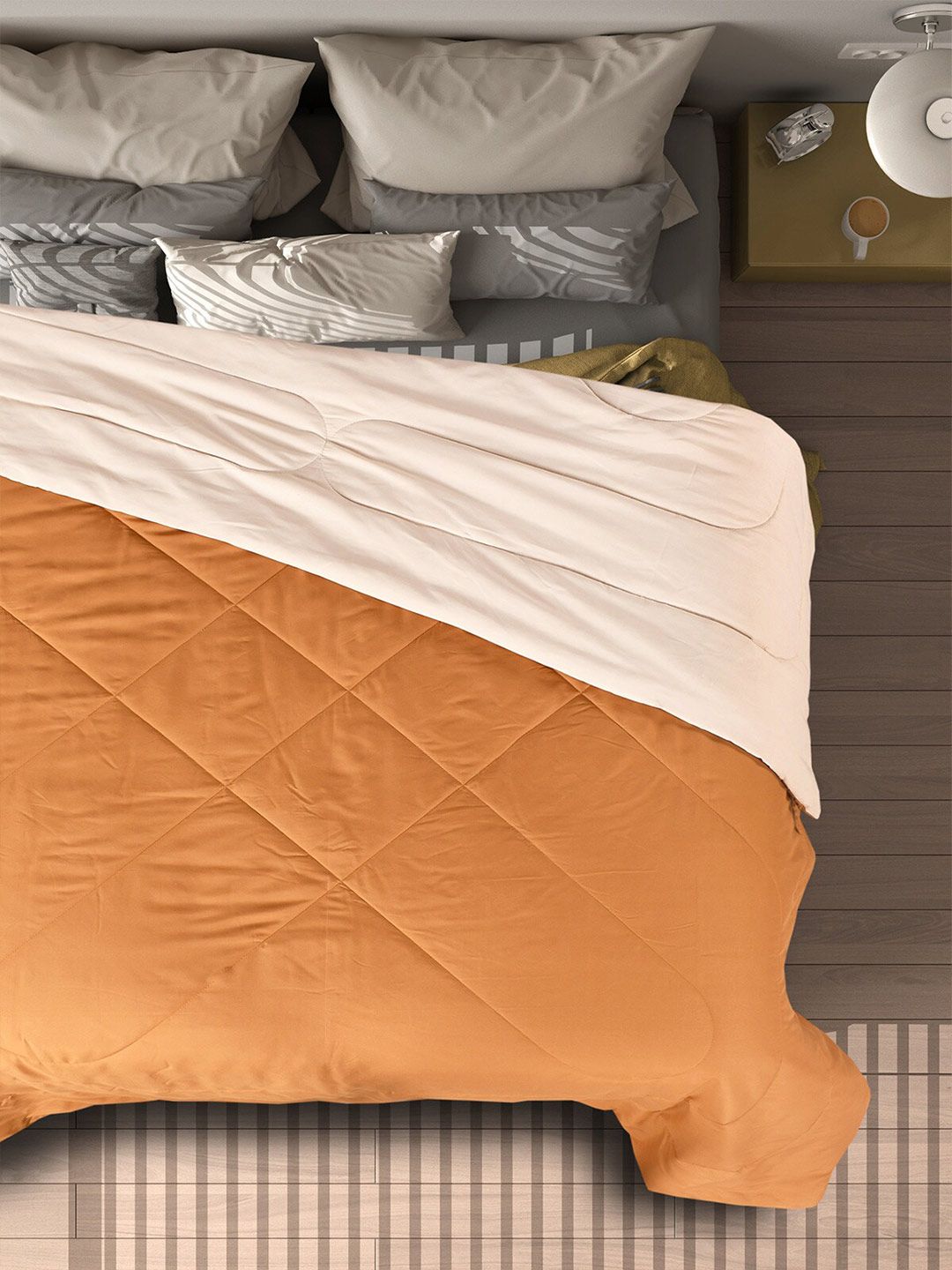 Florida Orange 200 GSM AC Room Solid Double Queen Comforter Price in India