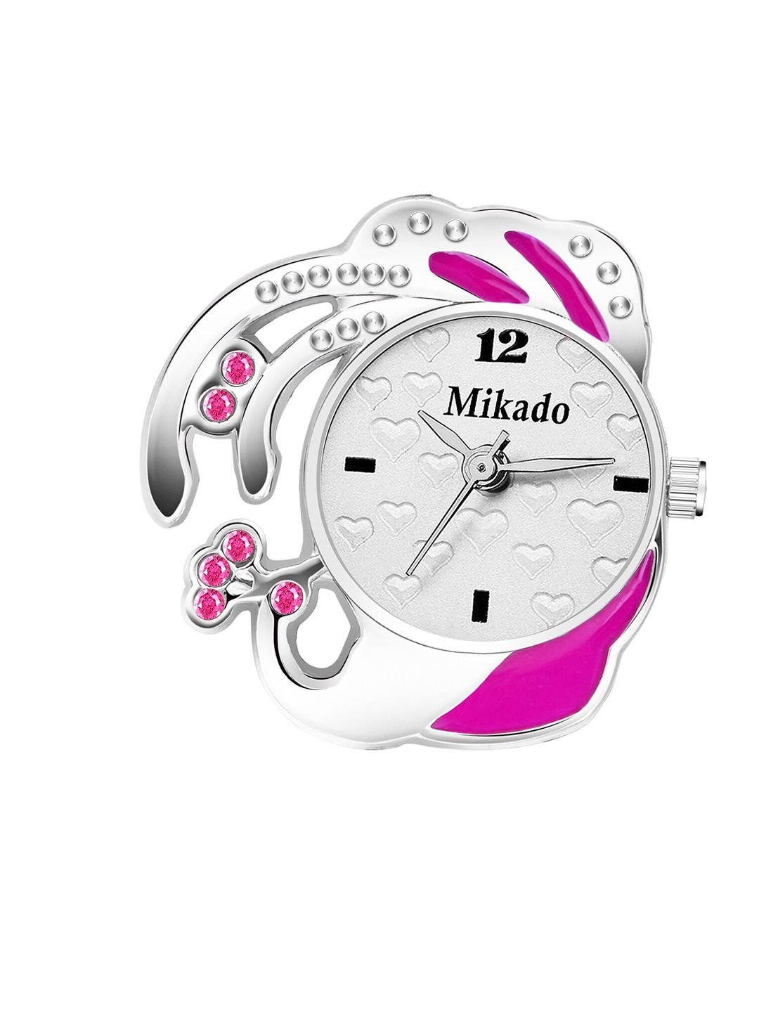 Mikado Women White Brass Printed Dial & Pink Leather Bracelet Style Straps Analogue Watch RR 7713 Price in India