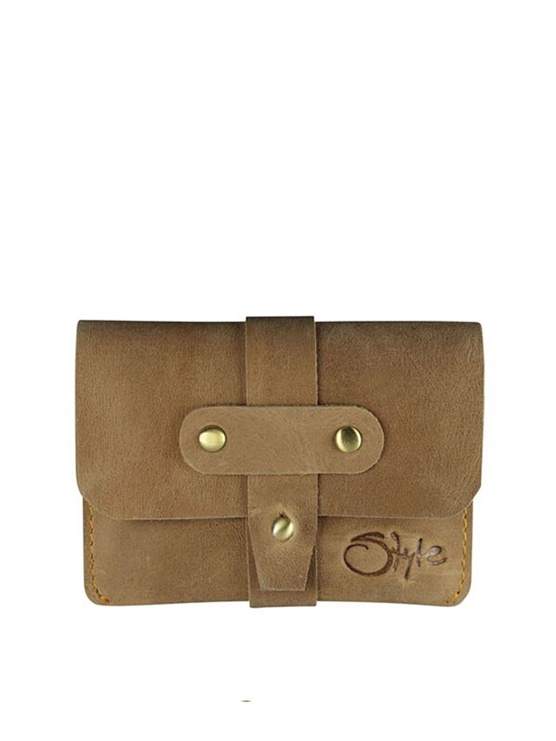 Style SHOES Unisex Tan Brown Leather Card Holder Price in India