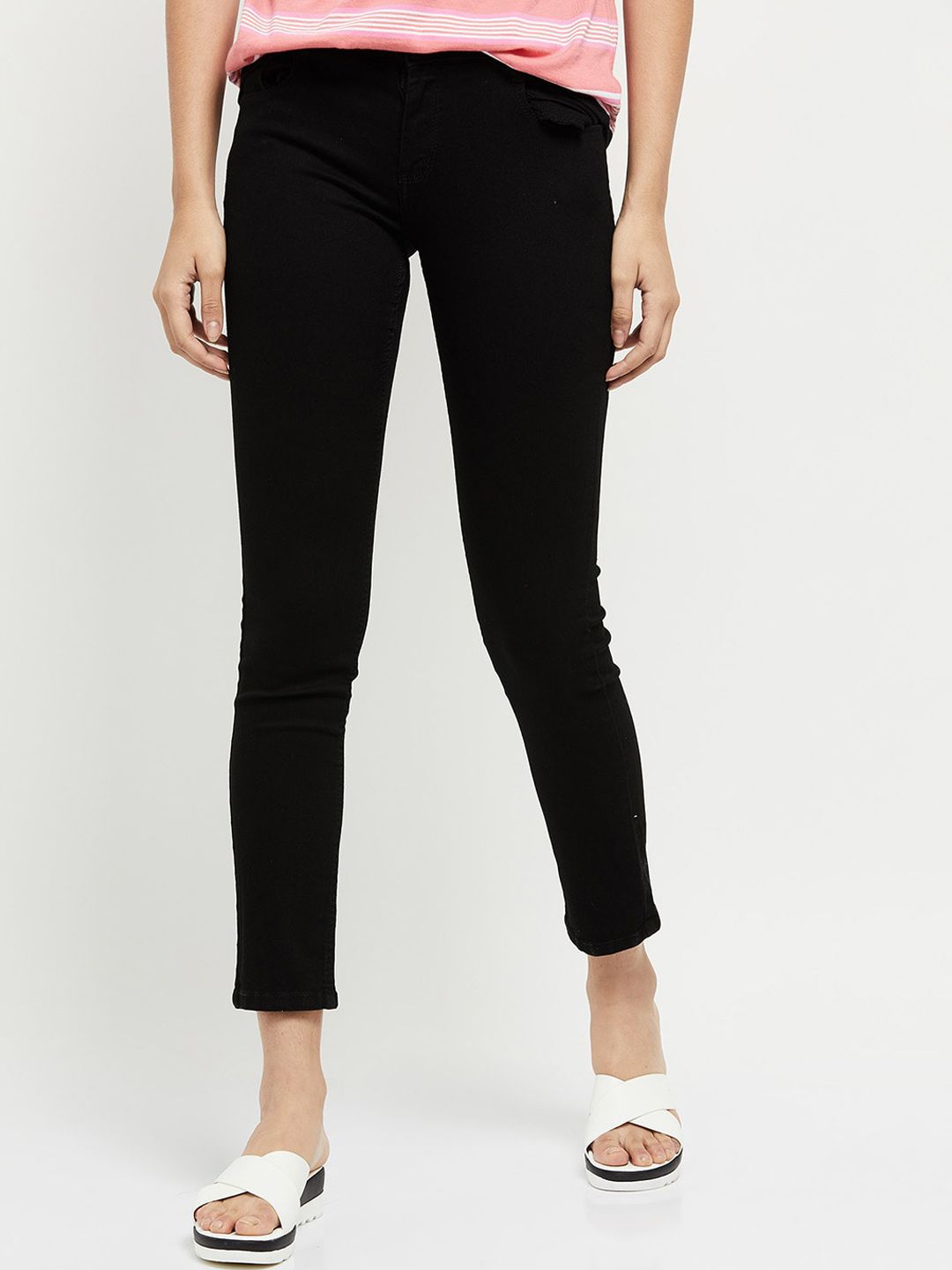 max Women Black Regular Fit Jeans Price in India