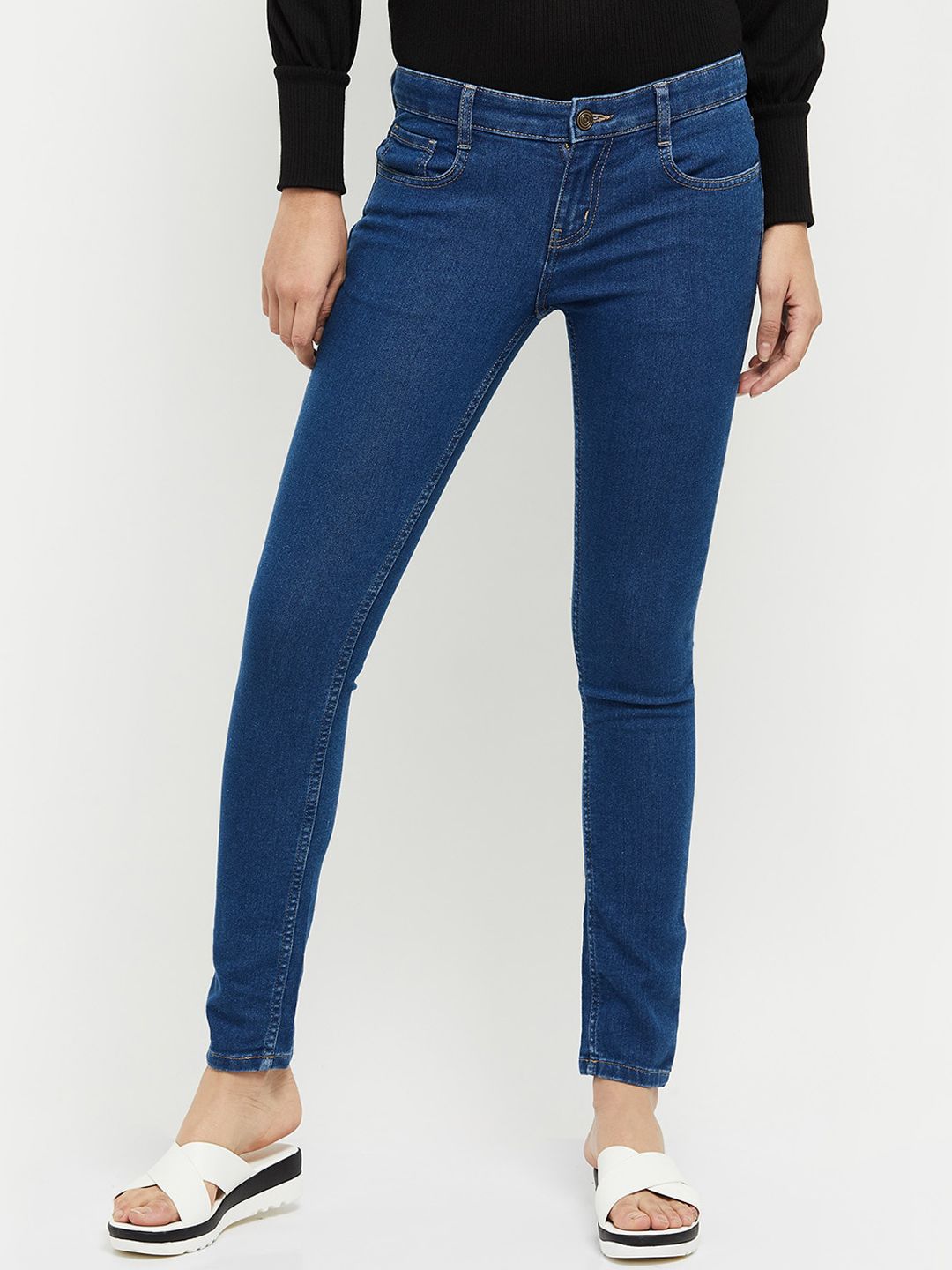 max Women Blue Skinny Fit Jeans Price in India