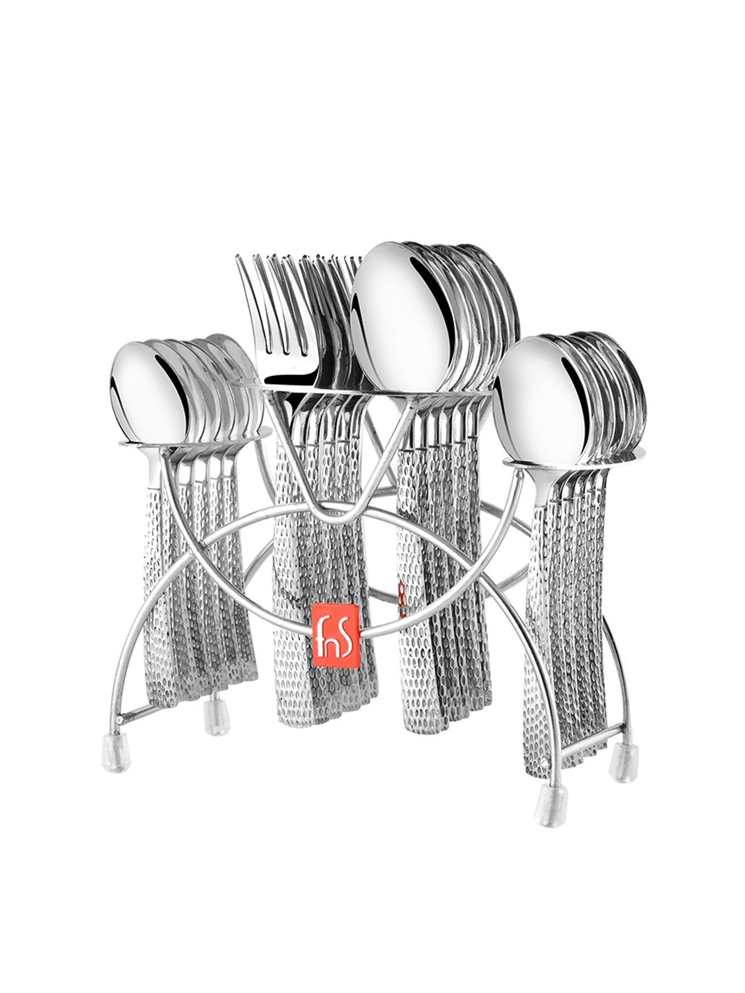 FNS Madrid 24 Pcs Hammer Finish Cutlery Set with Stand Price in India