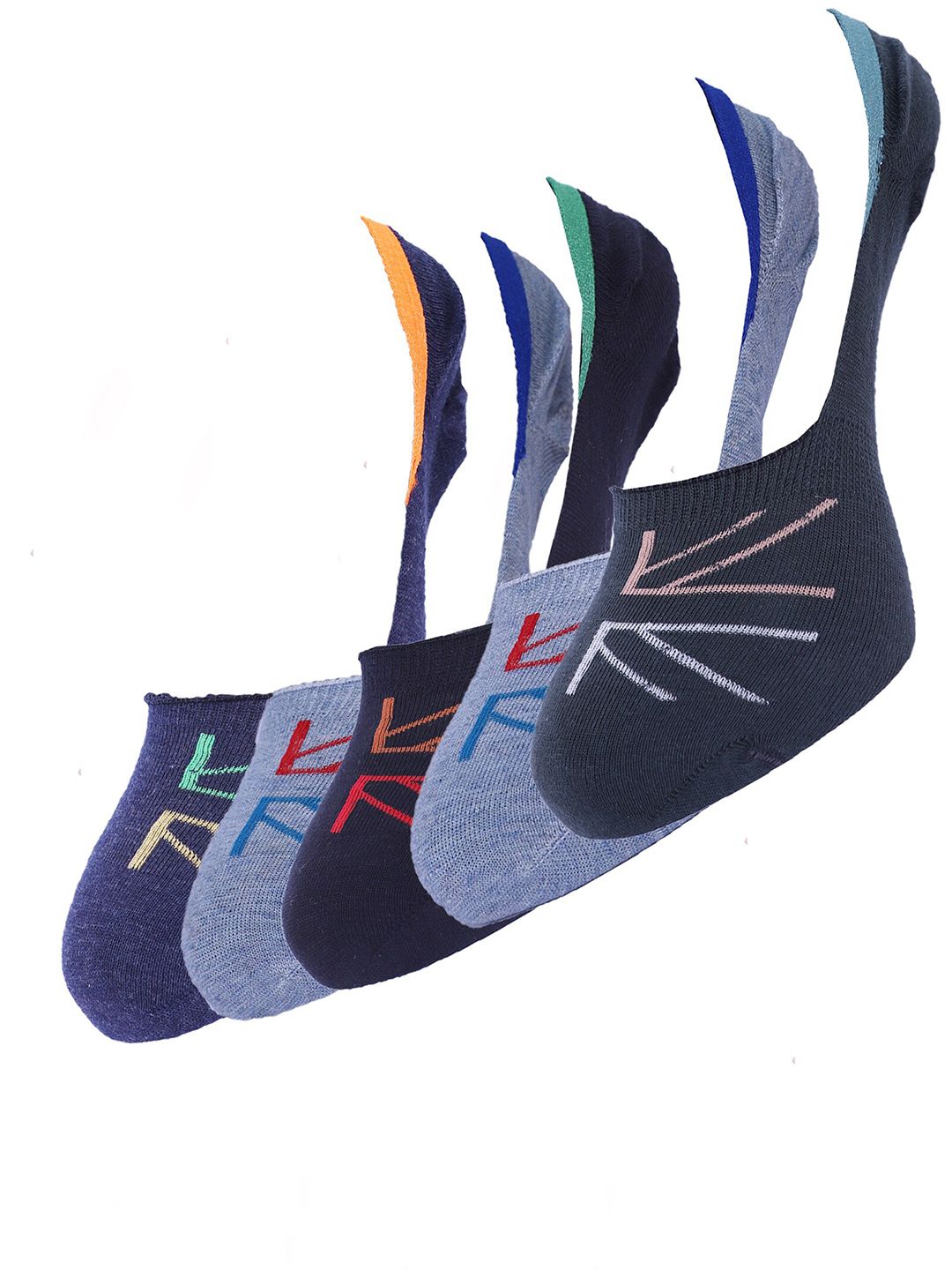 Dollar Socks Men Pack Of 5 Assorted Cotton Shoe-Liners Socks