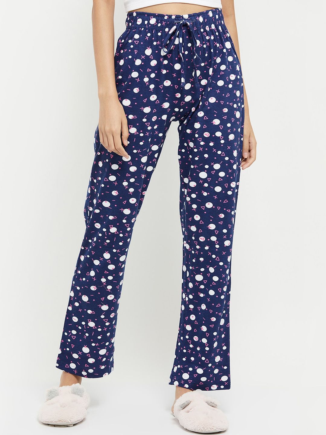 max Women Navy Blue Printed Lounge Pant Price in India