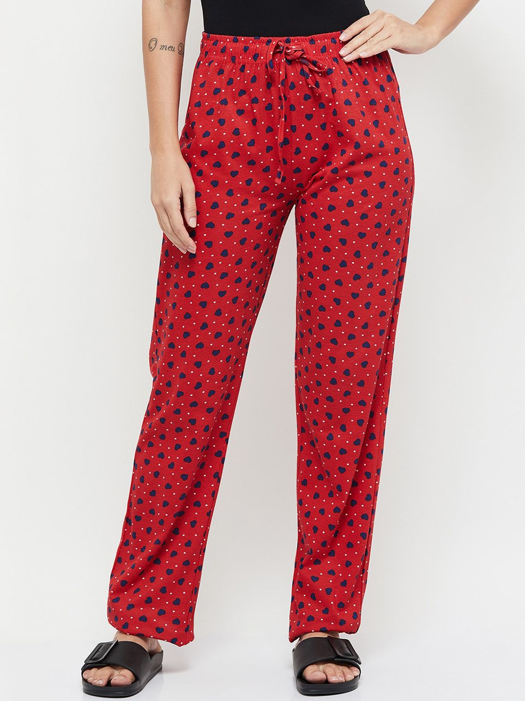 max Women Red Printed Pure Cotton Lounge Pants Price in India