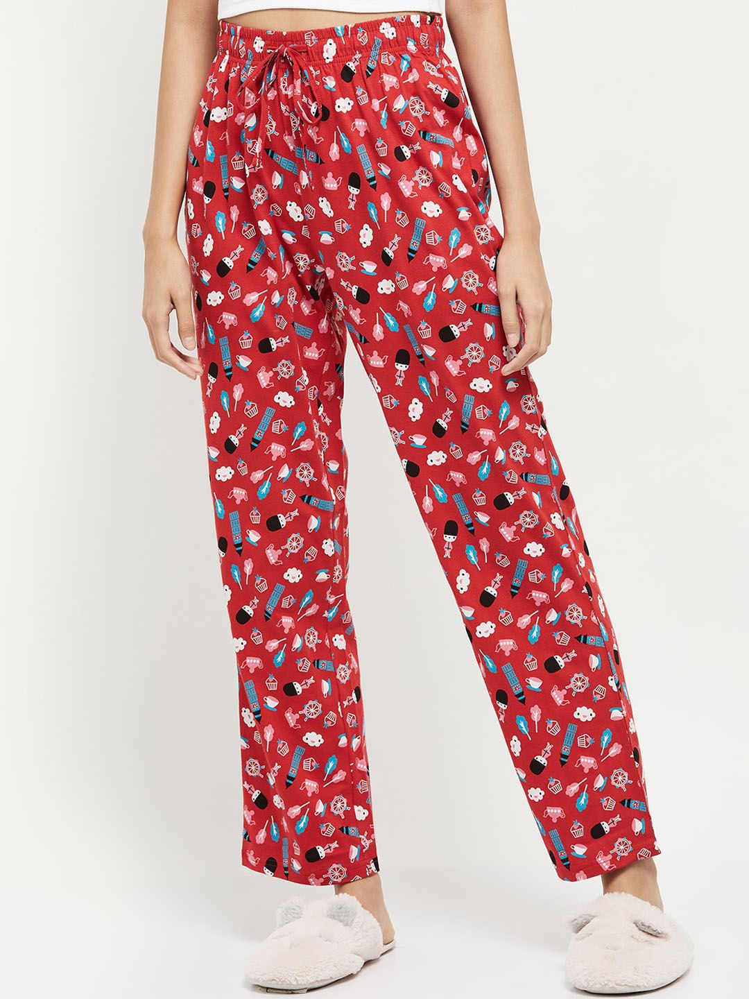 max Women Red Printed Pure Cotton Lounge Pant Price in India