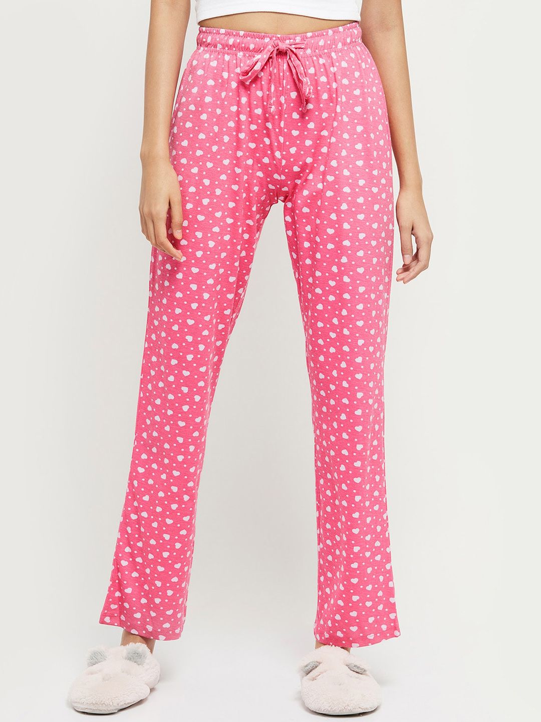 max Women Pink Printed Pure Cotton Lounge Pant Price in India