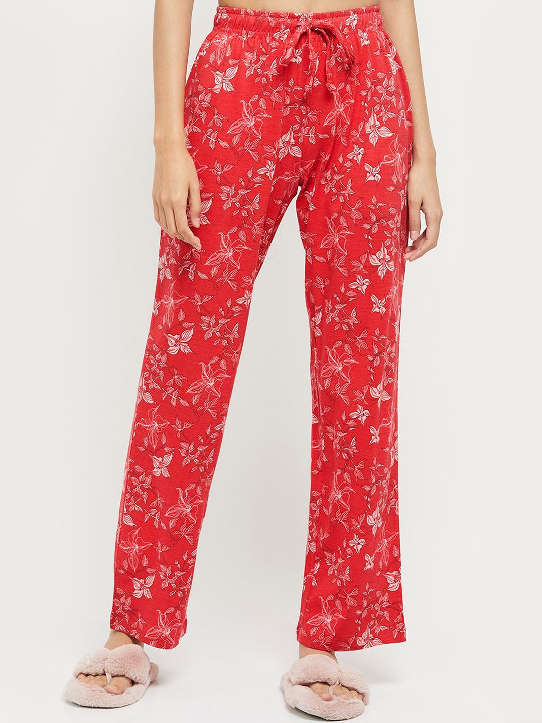 max Women Red Printed Pure Cotton Lounge Pants Price in India