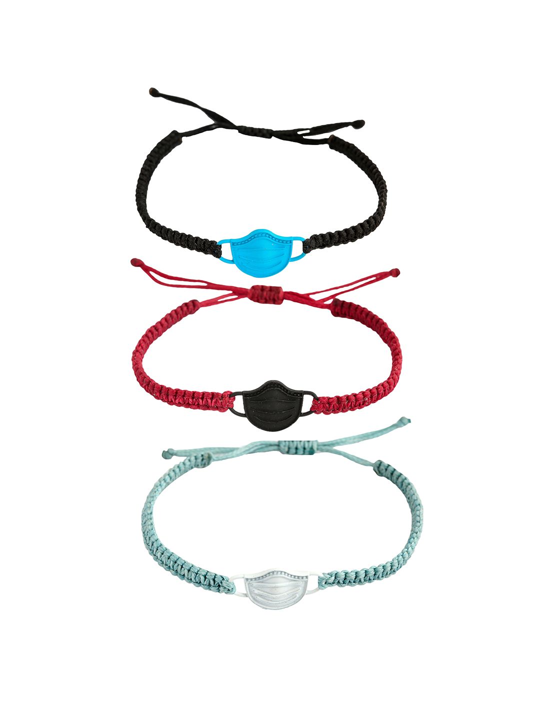 EL REGALO Unisex Set of 3 Blue & Pink Charm Bracelet Price in India