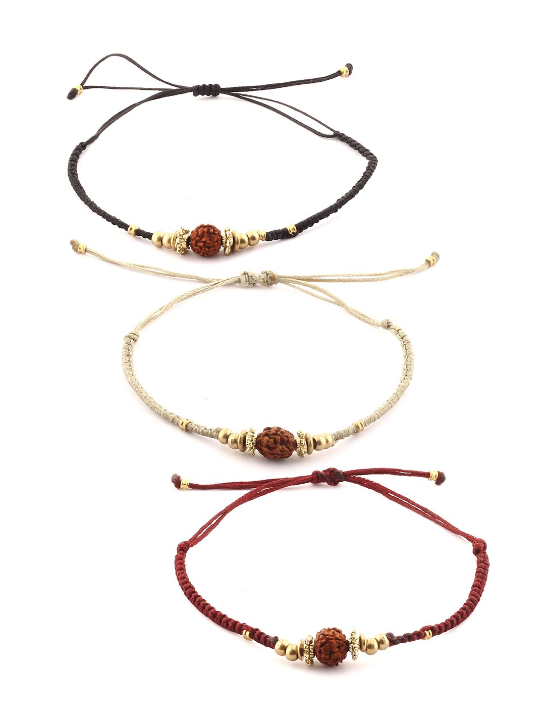 EL REGALO Unisex Set Of 3 Rudraksha Wraparound Bracelet Price in India