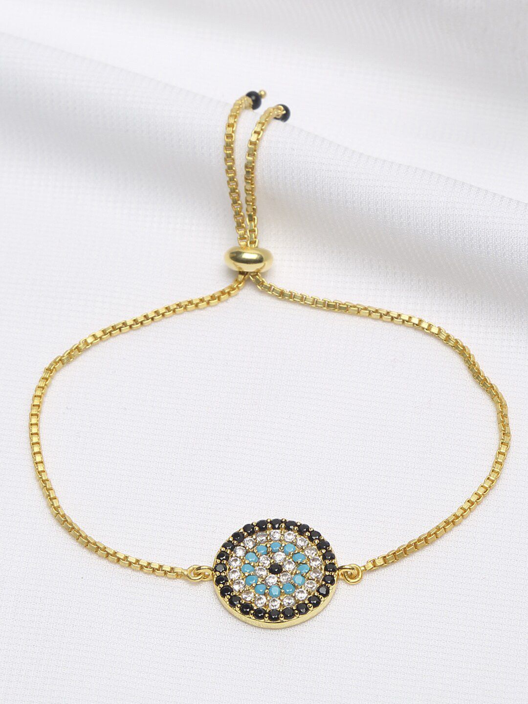 EK BY EKTA KAPOOR Women 22K Gold Plated Blue Gold-Plated Evil Eye Charm Bracelet Price in India