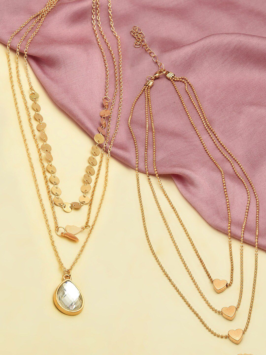 AMI Set of 2 Gold-Plated Layered Chain Price in India