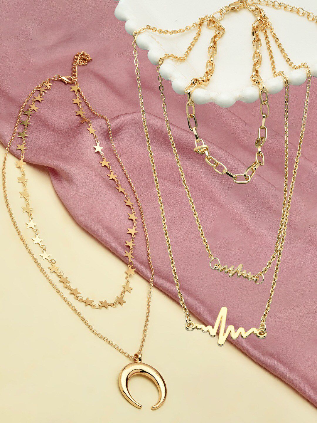 AMI Set of 2 Gold-Plated Layered Chain Price in India