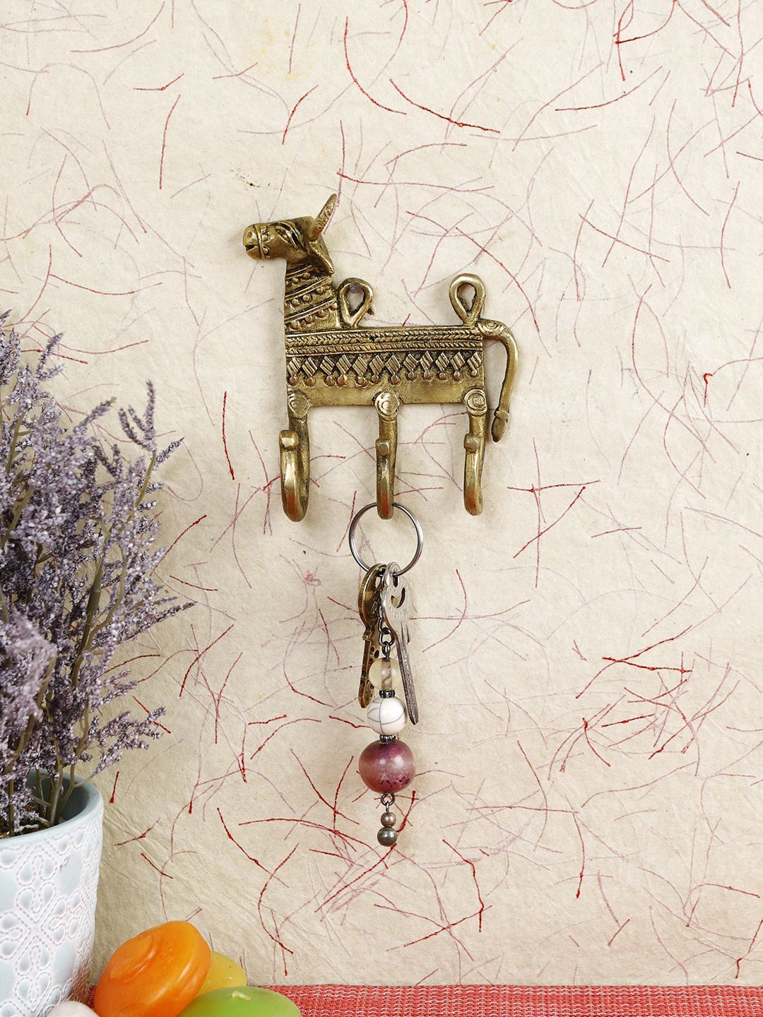 Imli Street Gold-Toned Nandi Design Keys Wall Hook Price in India