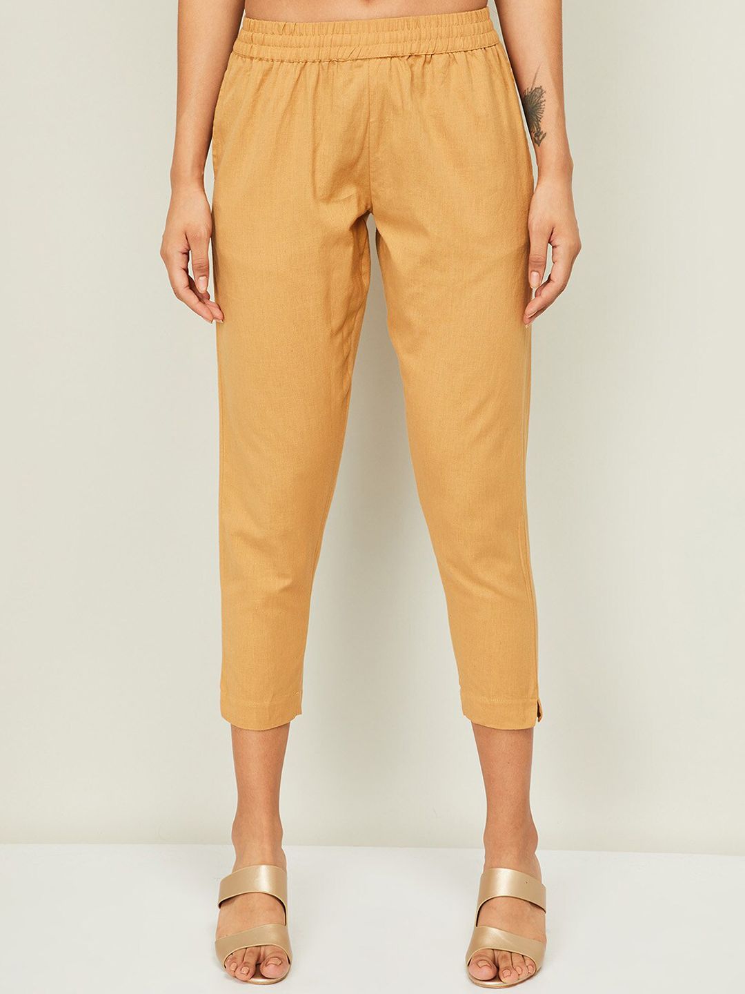 Melange by Lifestyle Women Gold-Toned Trousers Price in India