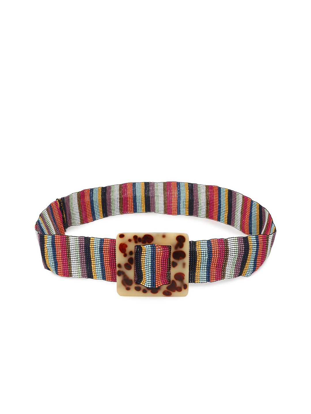 FOREVER 21 Women Blue & Pink Striped Belt Price in India
