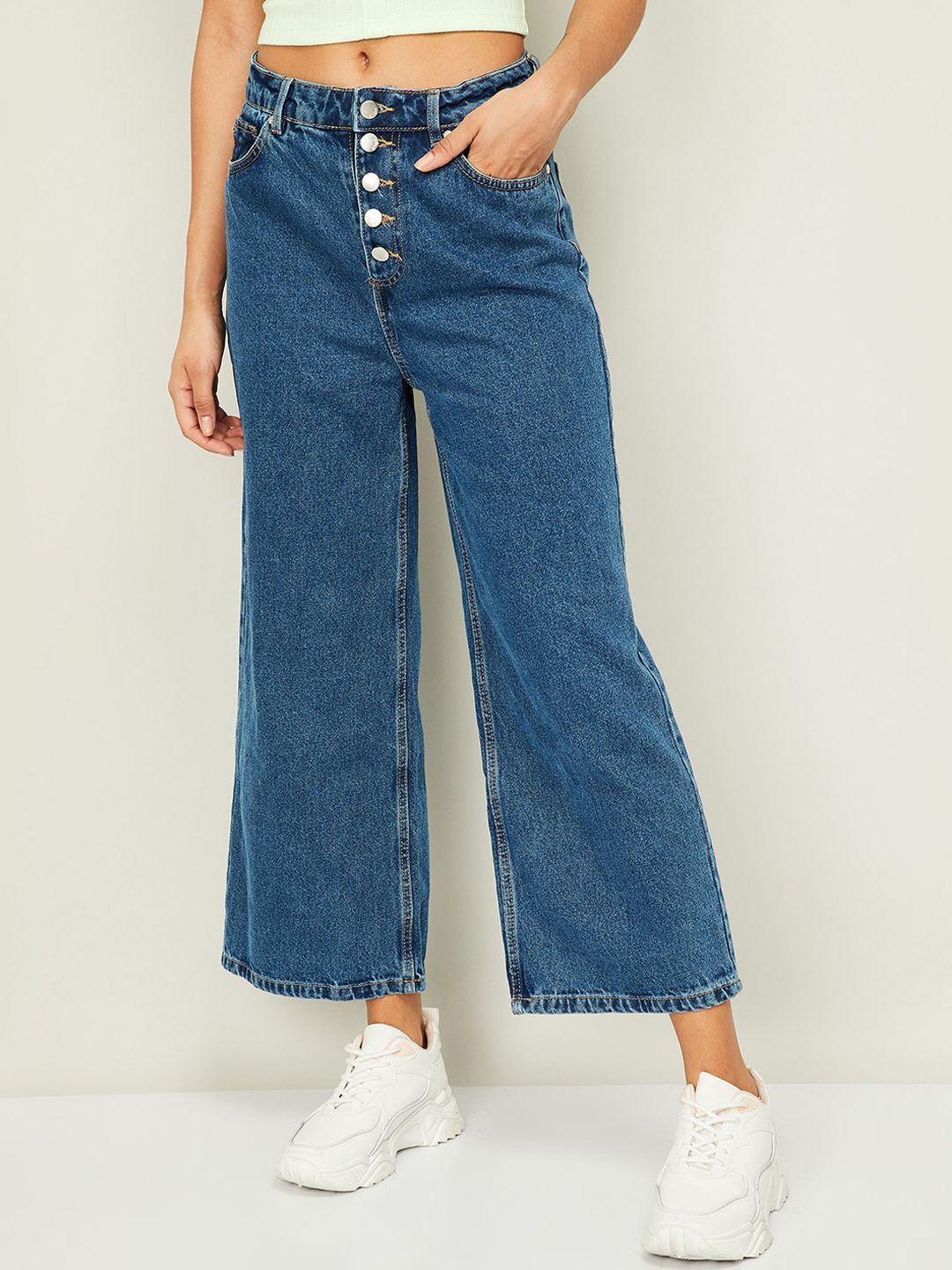 Ginger by Lifestyle Women Blue Wide Leg Jeans Price in India