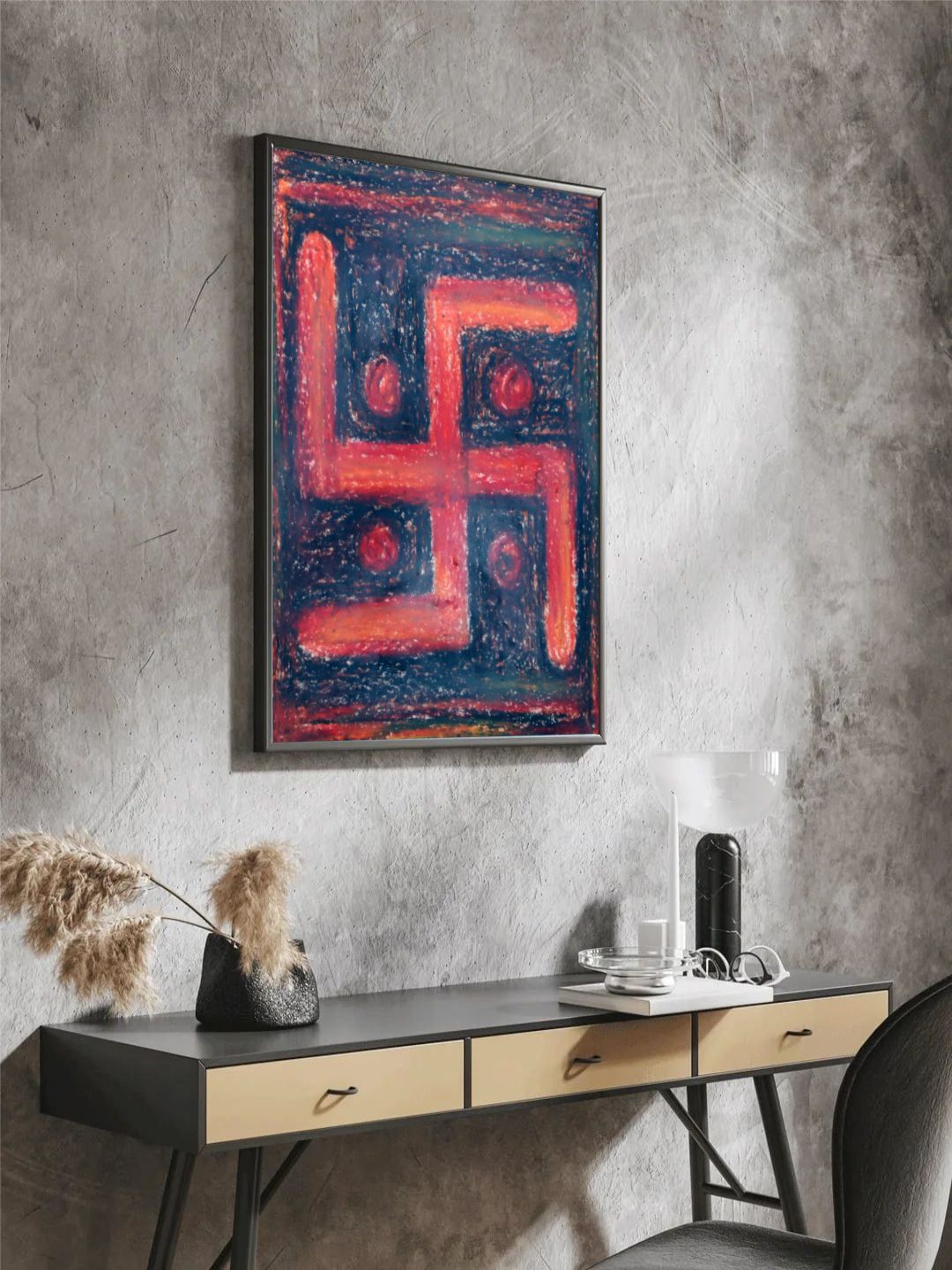 The Art House Red & Blue Religious Canvas Painting Wall Art Price in India