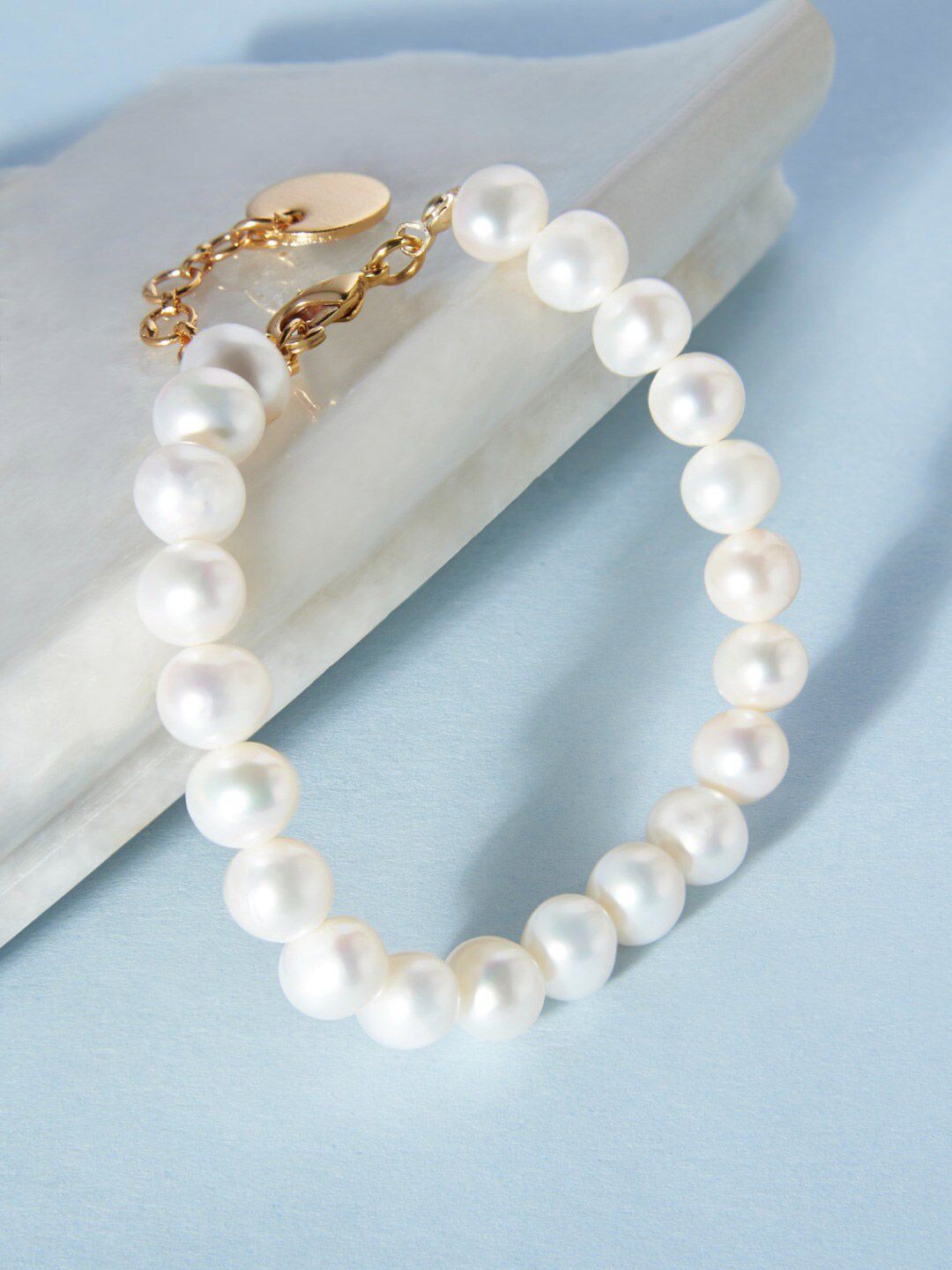 Zaveri Pearls Women White Freshwater Natural Pearl Bracelet Price in India
