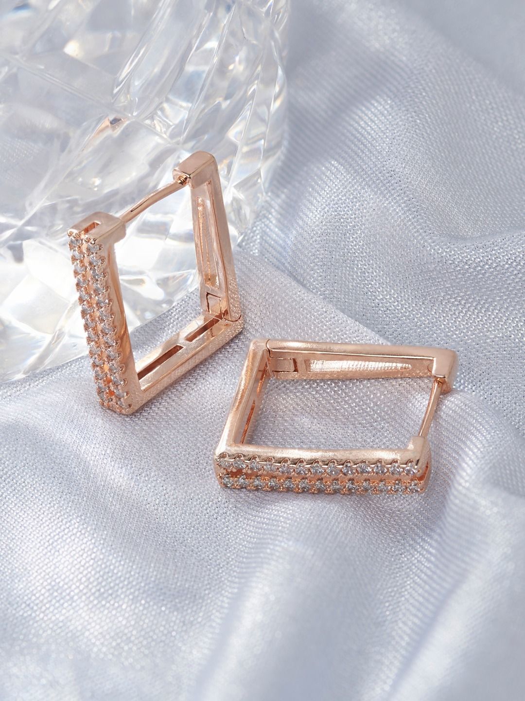 AMI Rose Gold Geometric Hoop Earrings Price in India