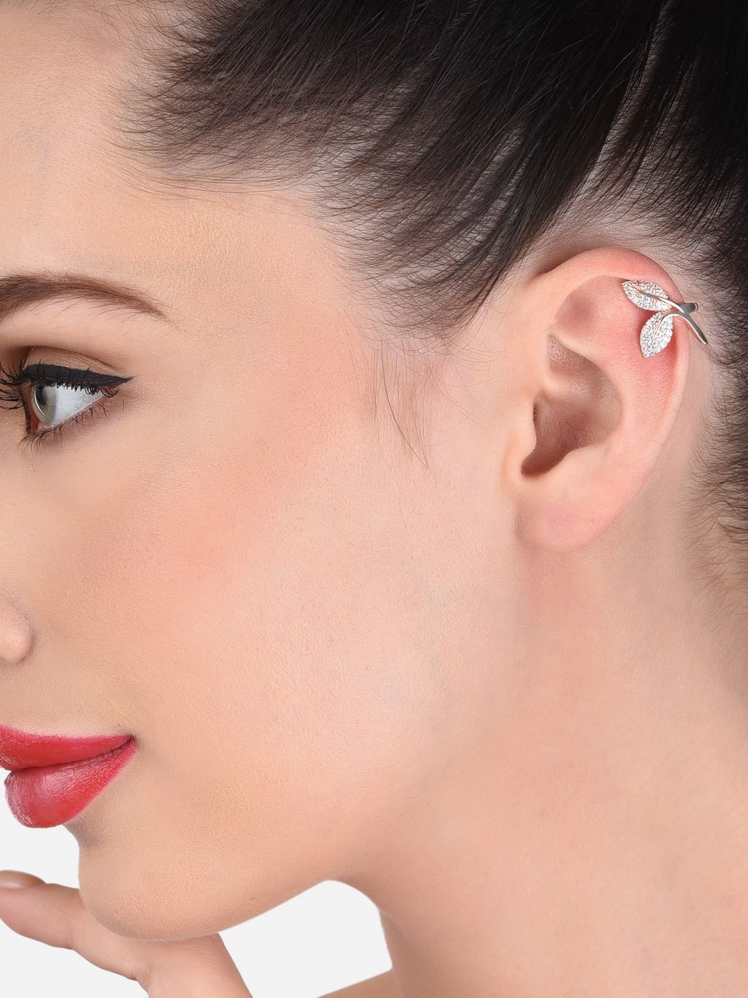 AMI Rose Gold Leaf Shaped Ear Cuff Earrings Price in India