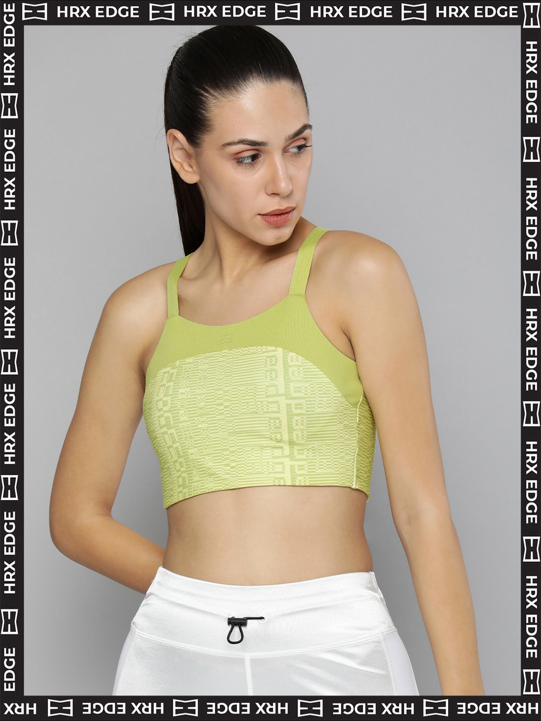 HRX By Hrithik Roshan EDGE Women Weeping Willow Rapid-Dry AOP Sports Bra Price in India