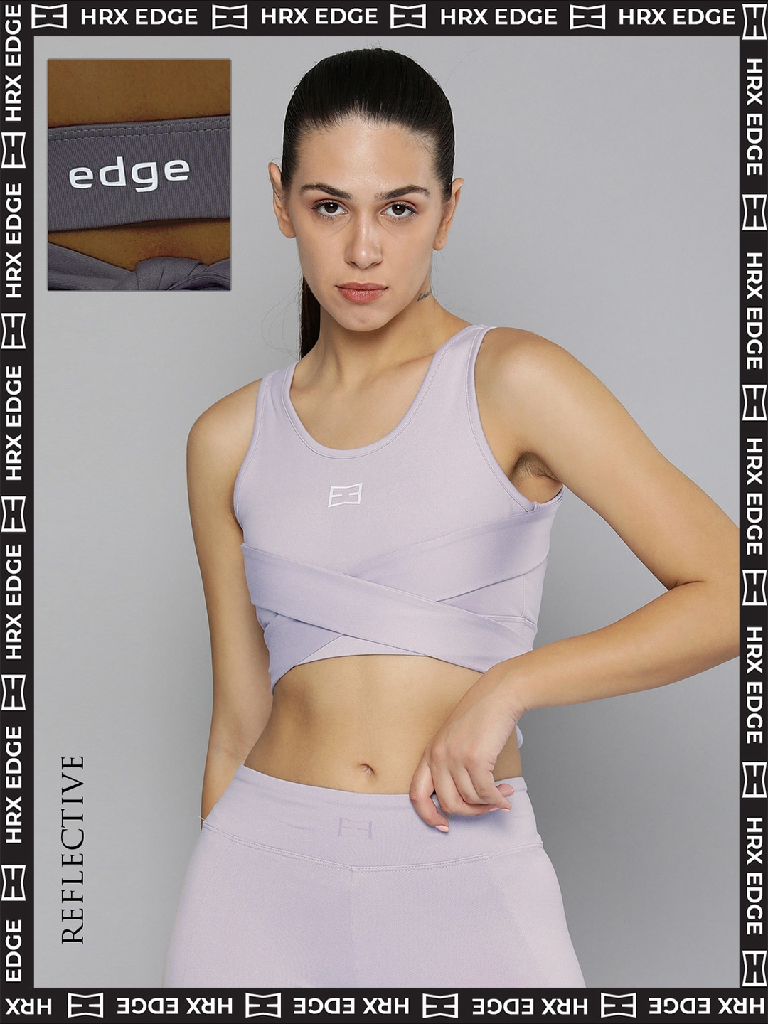 HRX By Hrithik Roshan EDGE Women Misty Lilac Rapid-Dry Solid Sports Bra Price in India
