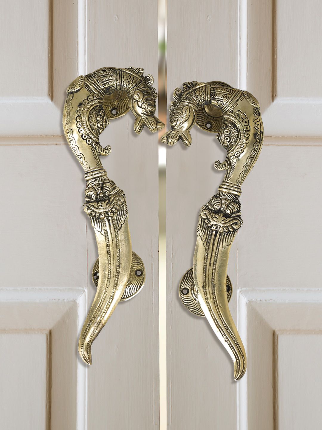 Imli Street Set of 2 Gold-Toned Yalli Design Door Handle Price in India