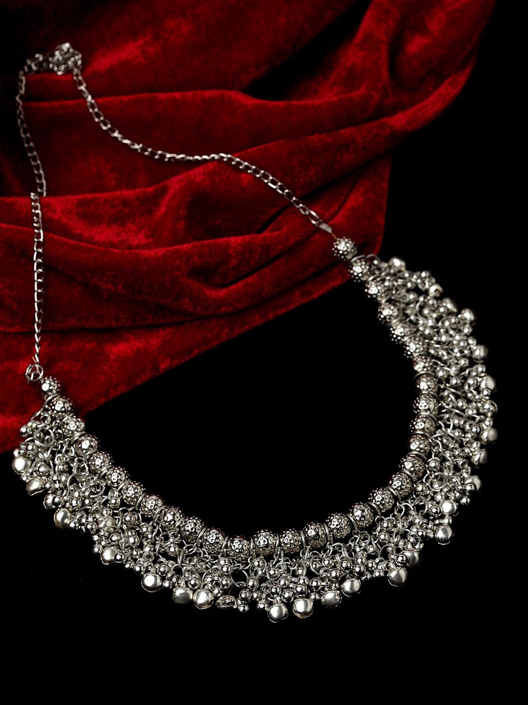 PANASH Silver-Plated German Silver Oxidised Necklace Price in India