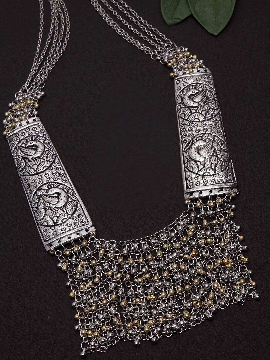PANASH Women Gold & Silver-Toned & Plated Oxidised Necklace Price in India