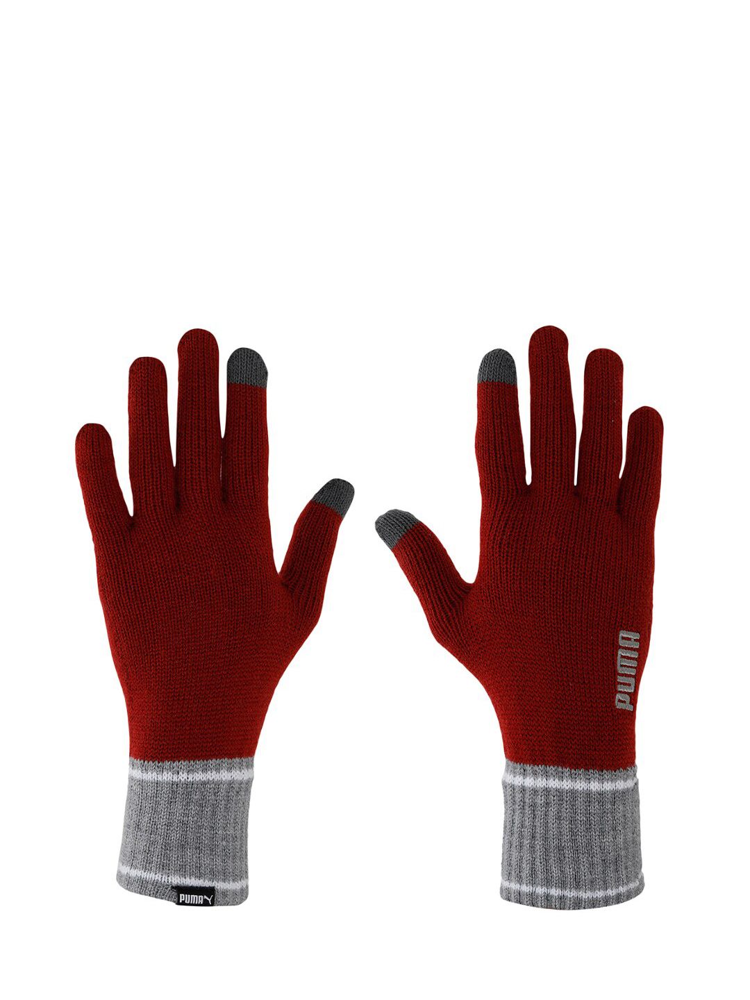 Puma Red Acrylic Solid Knitted Smart Screen-Compatible Sports Gloves Price in India