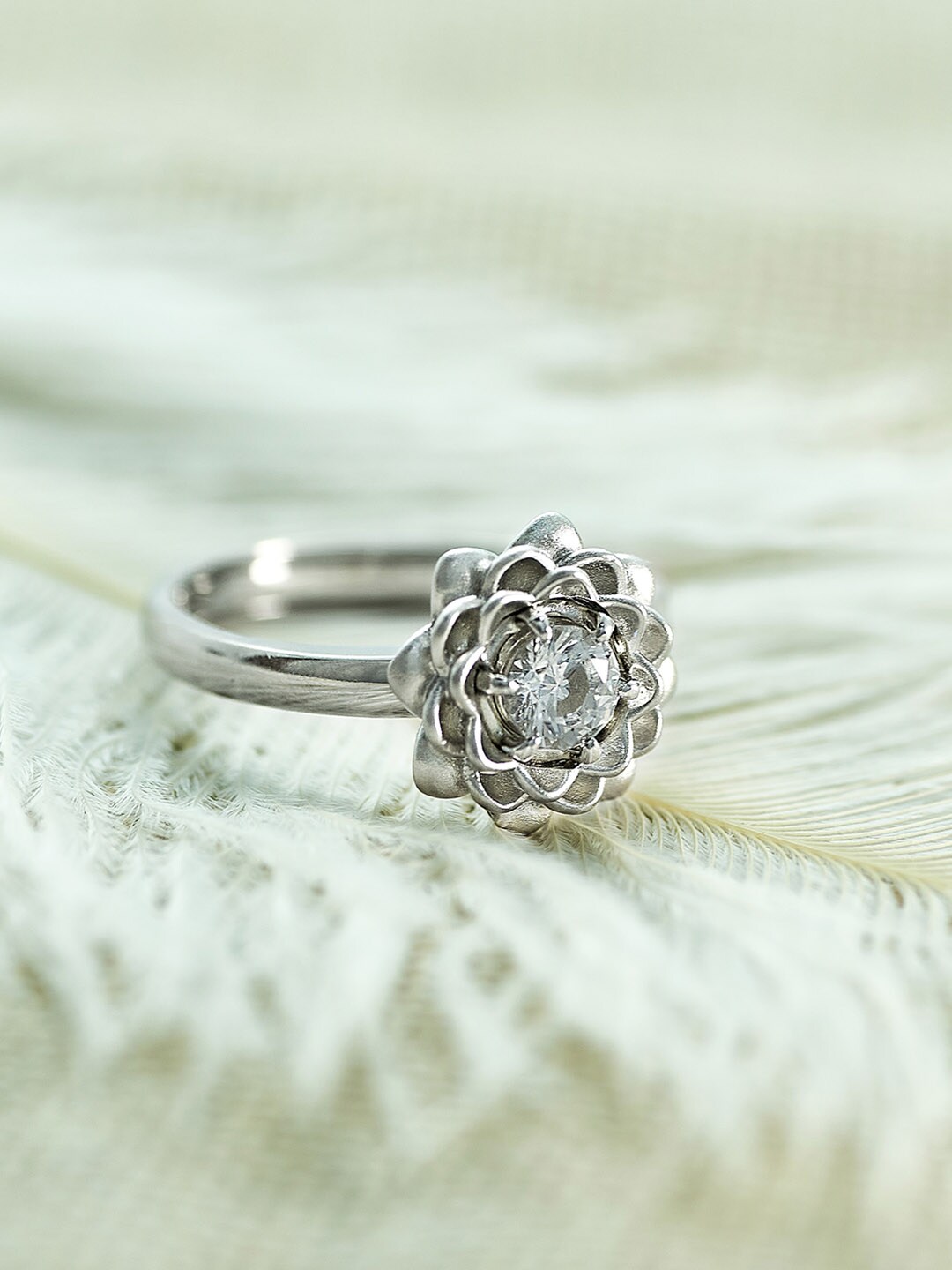 SILBERRY 925 Sterling Silver & Rhodium-Plated Marigold Adjustable Ring Price in India