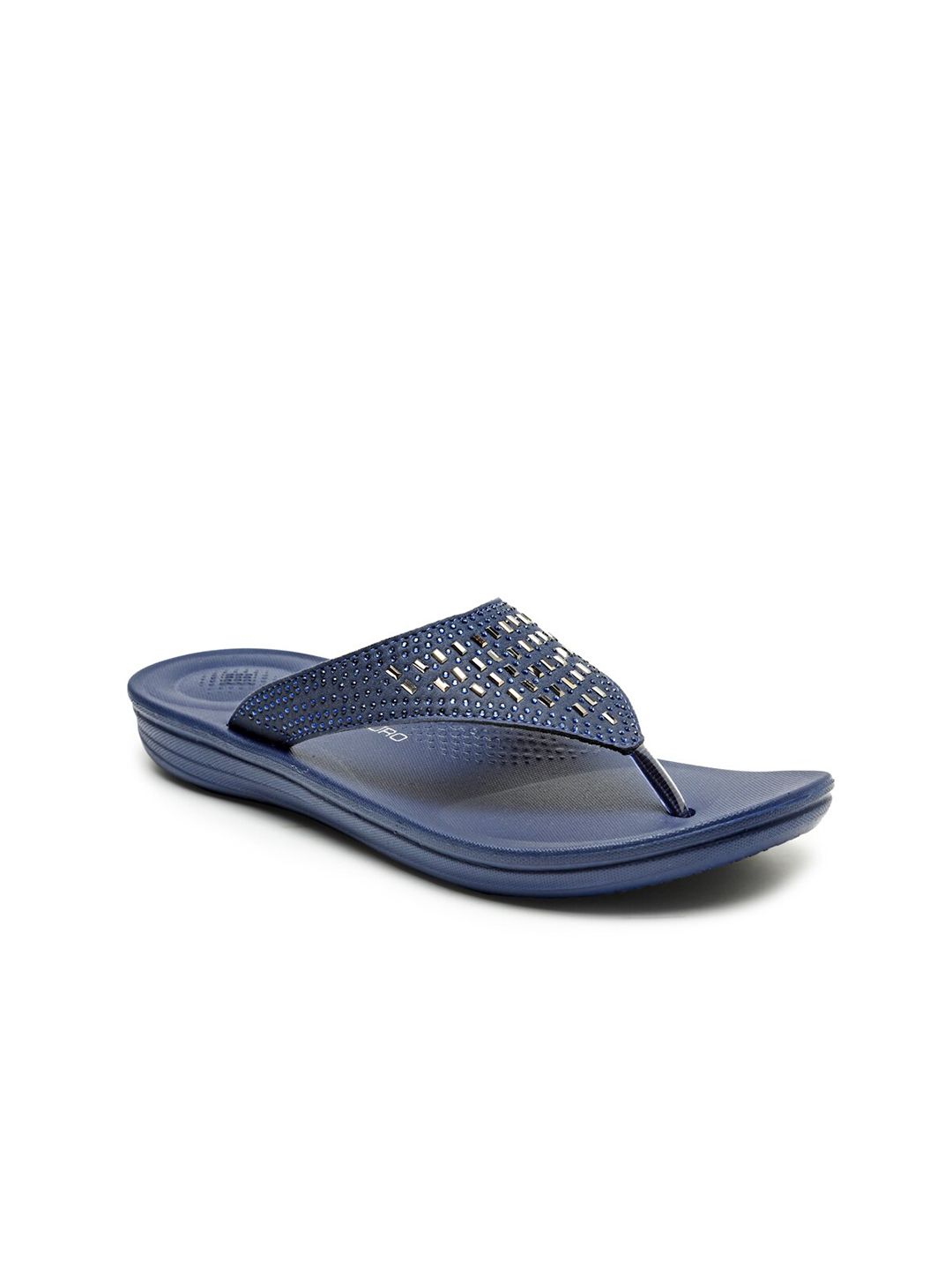 DA NATURO ITALY Women Blue Embellished Rubber Thong Flip-Flops Price in India