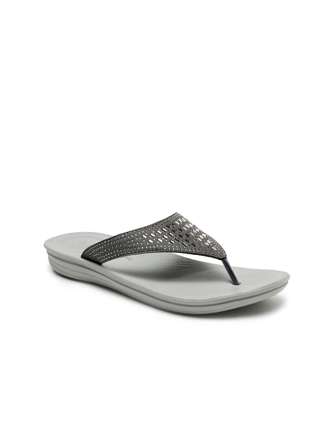 DA NATURO ITALY Women Grey Embellished Thong Flip-Flops Price in India