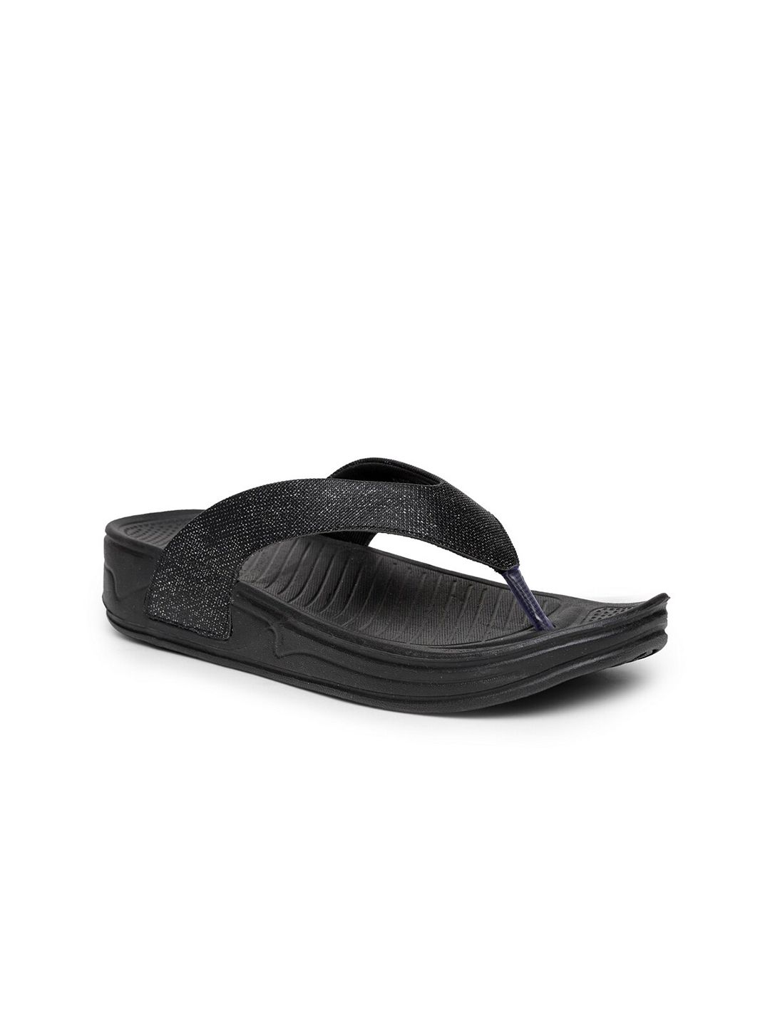 DA NATURO ITALY Black Embellished Thong Flip-Flops Price in India