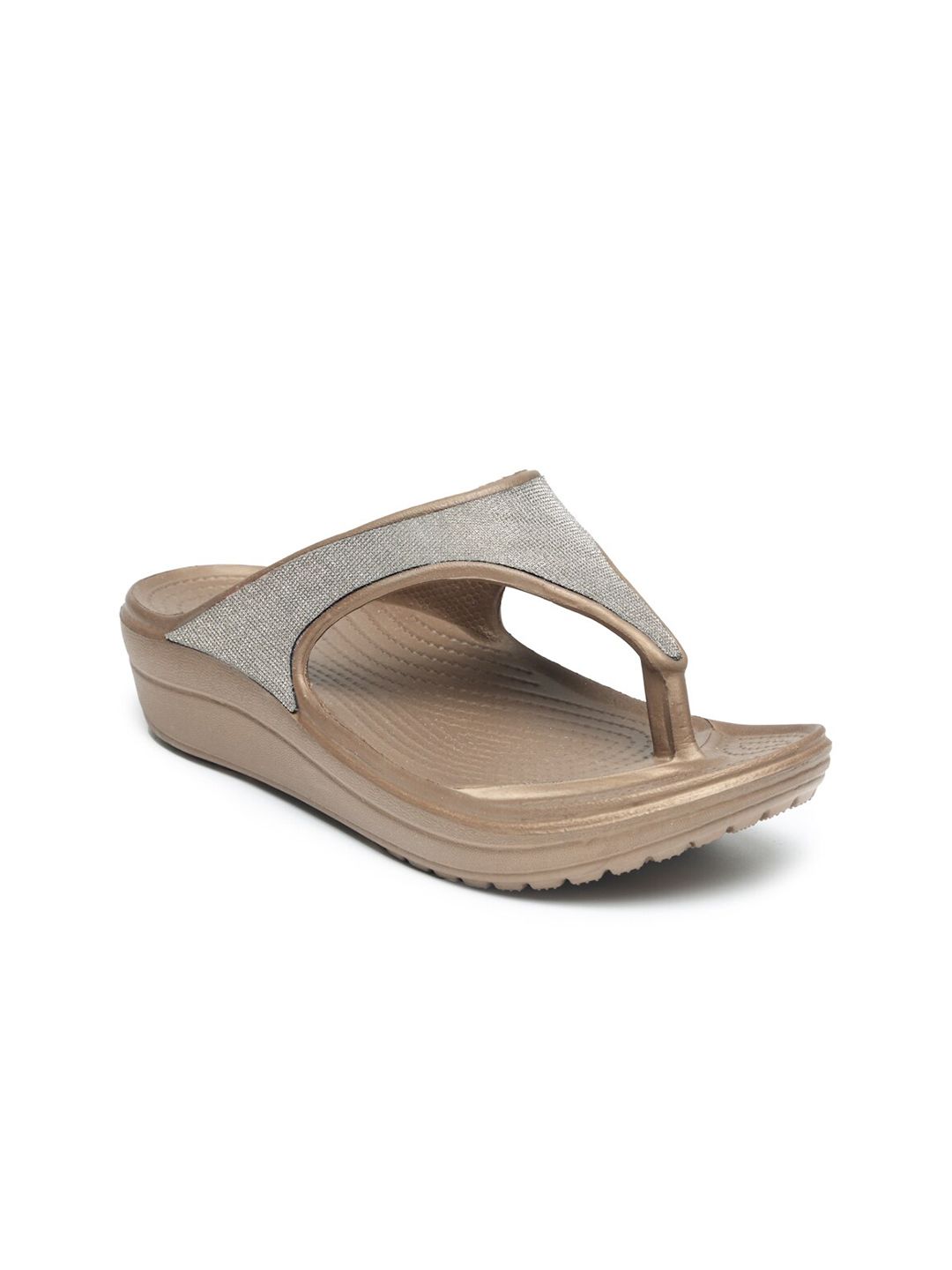 DA NATURO ITALY Women Grey & Bronze-Toned Rubber Thong Flip-Flops Price in India