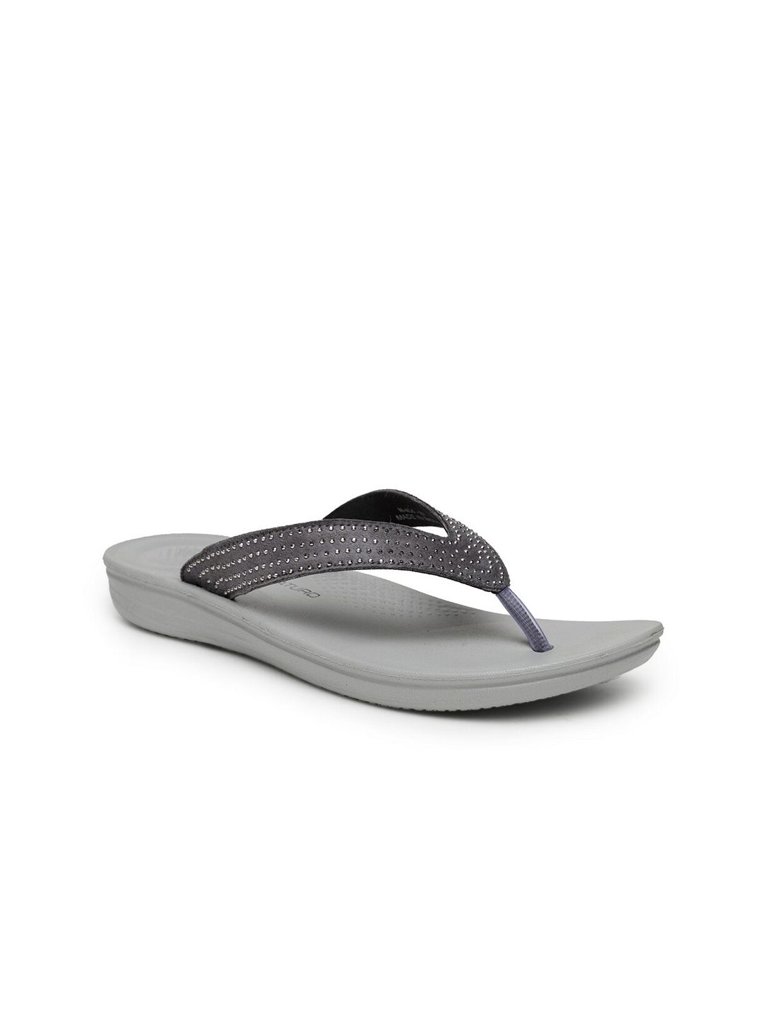 DA NATURO ITALY Women Grey Colourblocked Rubber Thong Flip-Flops Price in India