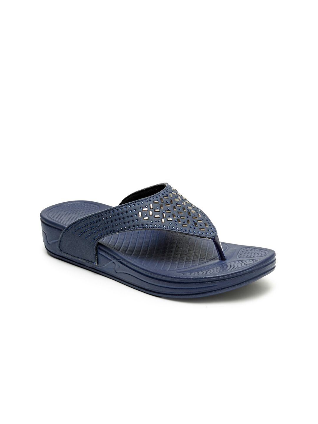 DA NATURO ITALY Blue Embellished Thong Flip-Flops Price in India