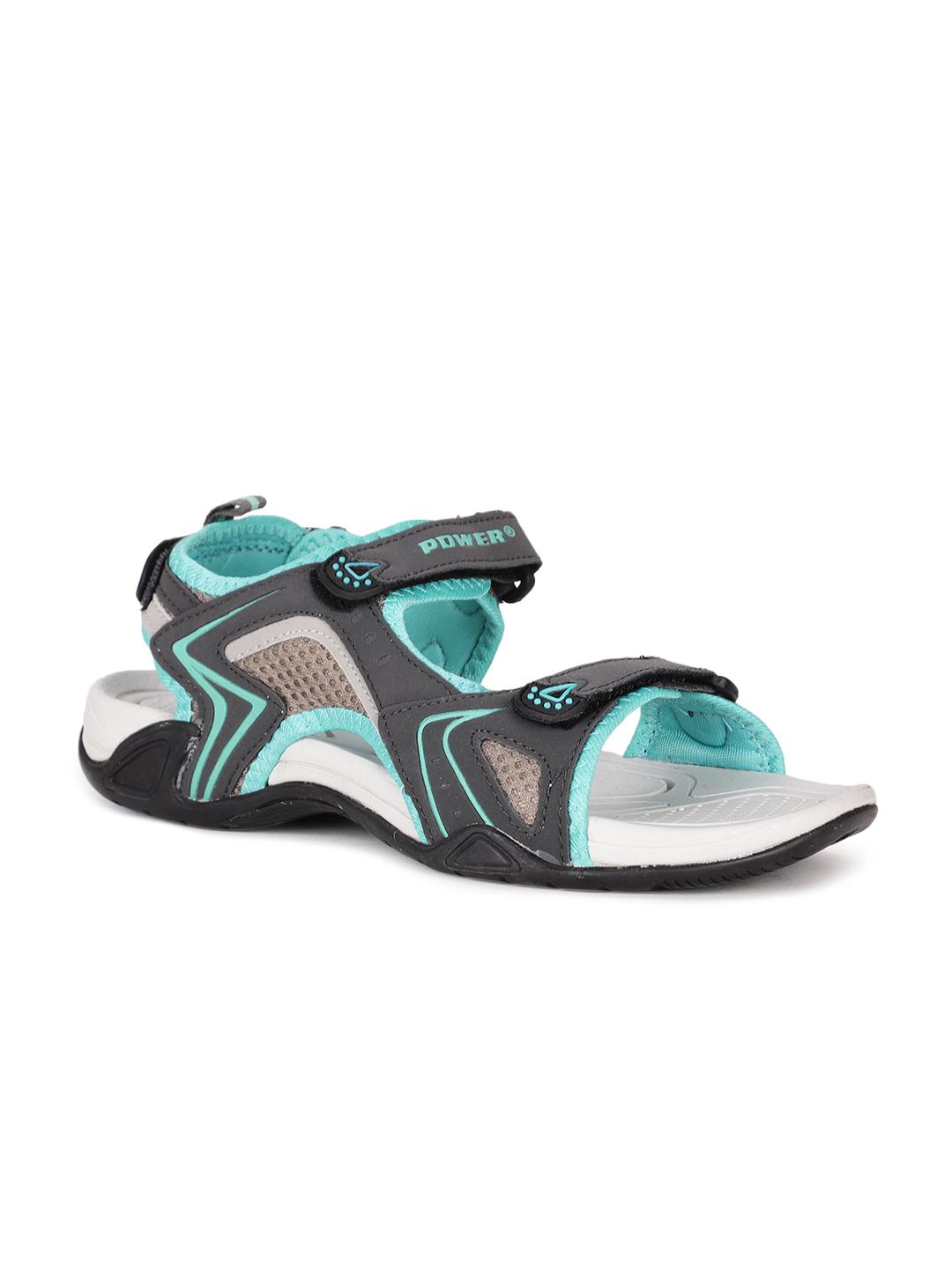 Power Women Blue and Grey Solid Sports Sandals Price in India