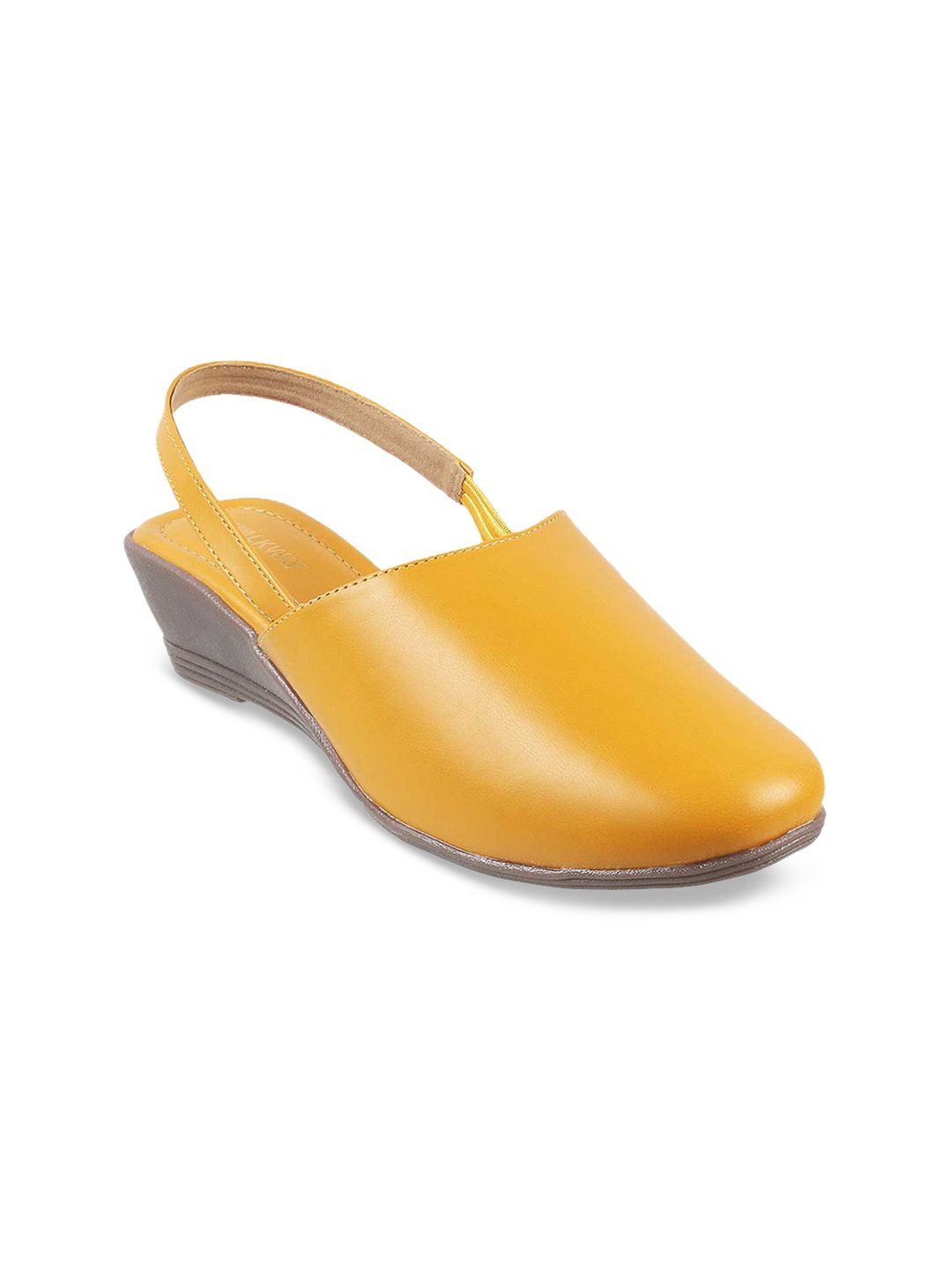 WALKWAY by Metro Yellow Wedge Mules Price in India