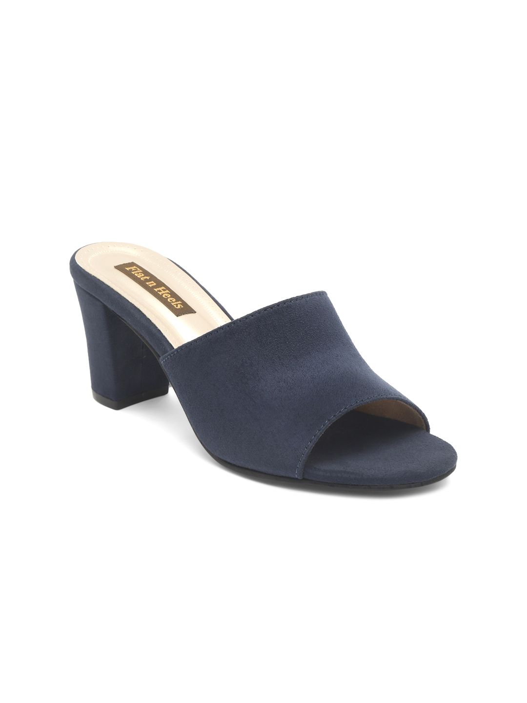 Flat n Heels Blue Suede Block Sandals Price in India