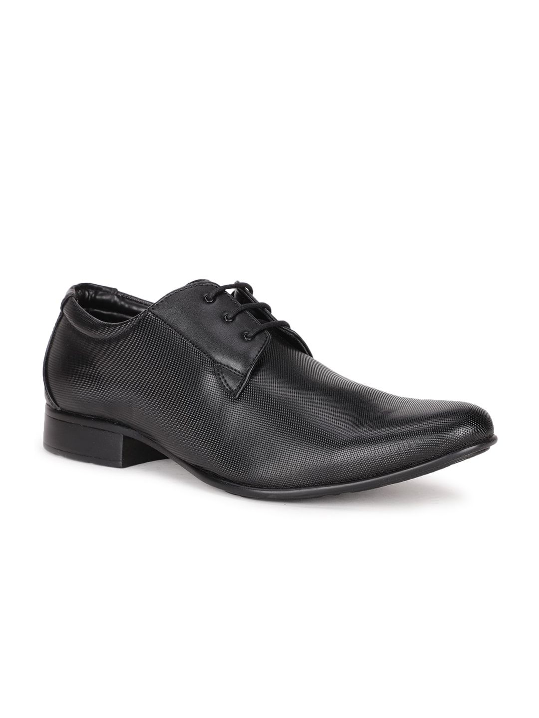 Bata Men Black Textured Formal Derby Shoes