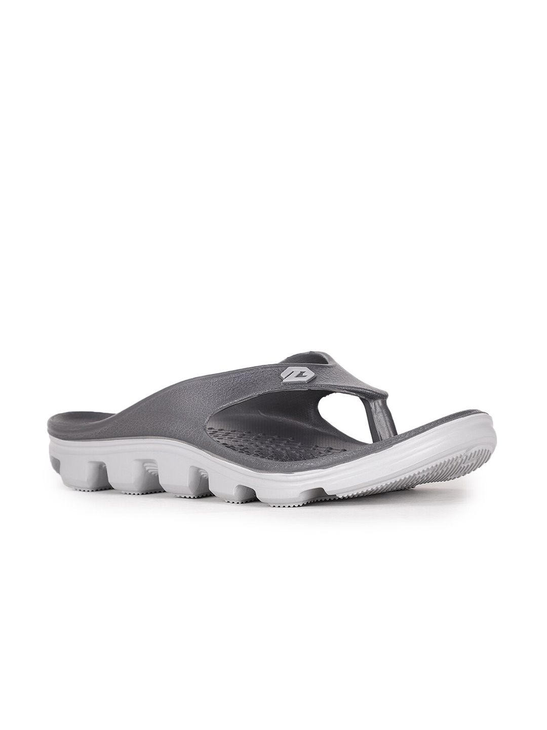 Bata Men Grey & White Solid Thong Flip Flops