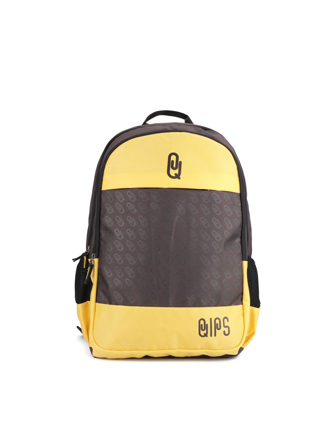 QIPS Unisex Brown & Yellow Brand Logo 15 Inch Laptop Backpack Price in India