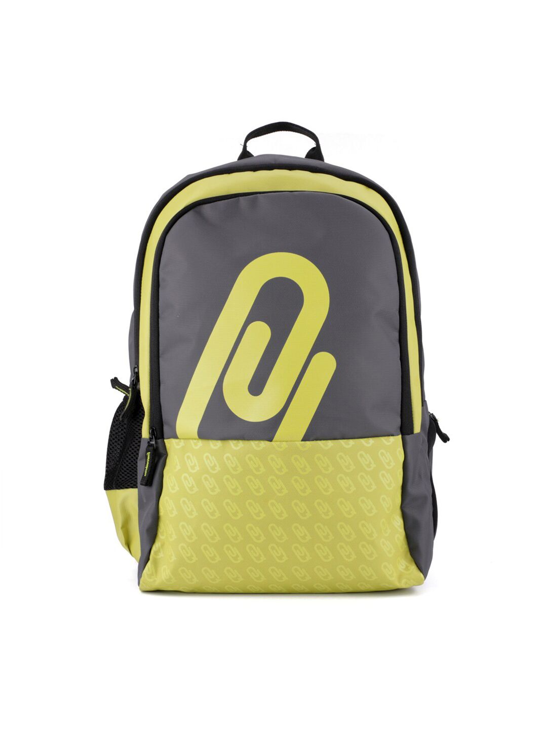 QIPS Grey & Lime Green Brand Logo Backpack Price in India