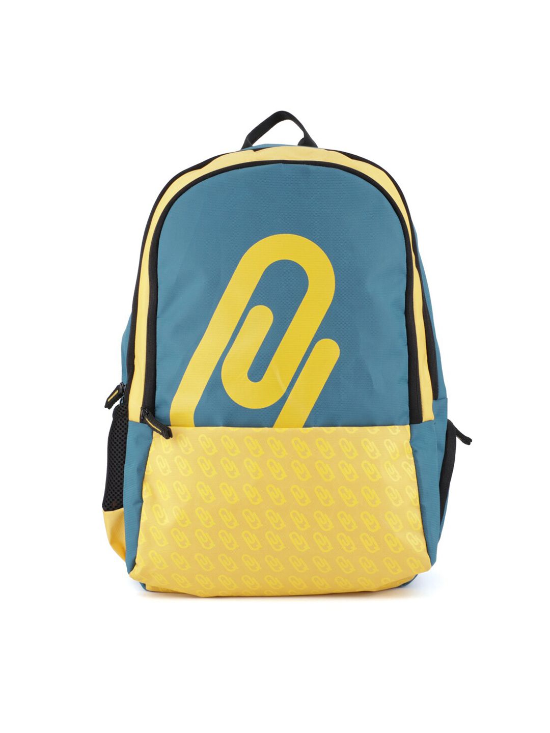 QIPS Unisex Yellow & Blue Brand Logo Backpack Price in India