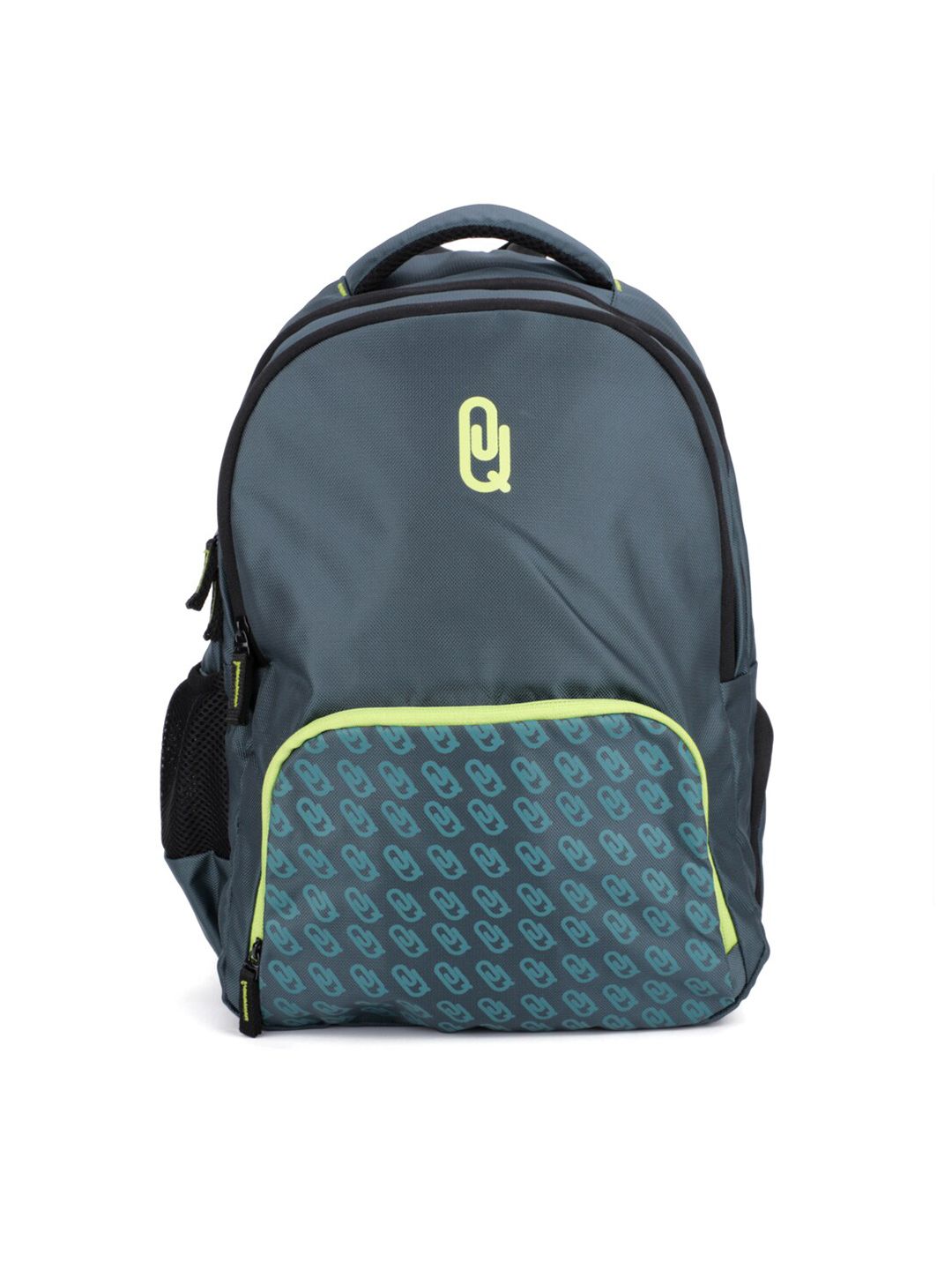 QIPS Unisex Green & Grey Brand Logo 18 Inch Backpack Price in India